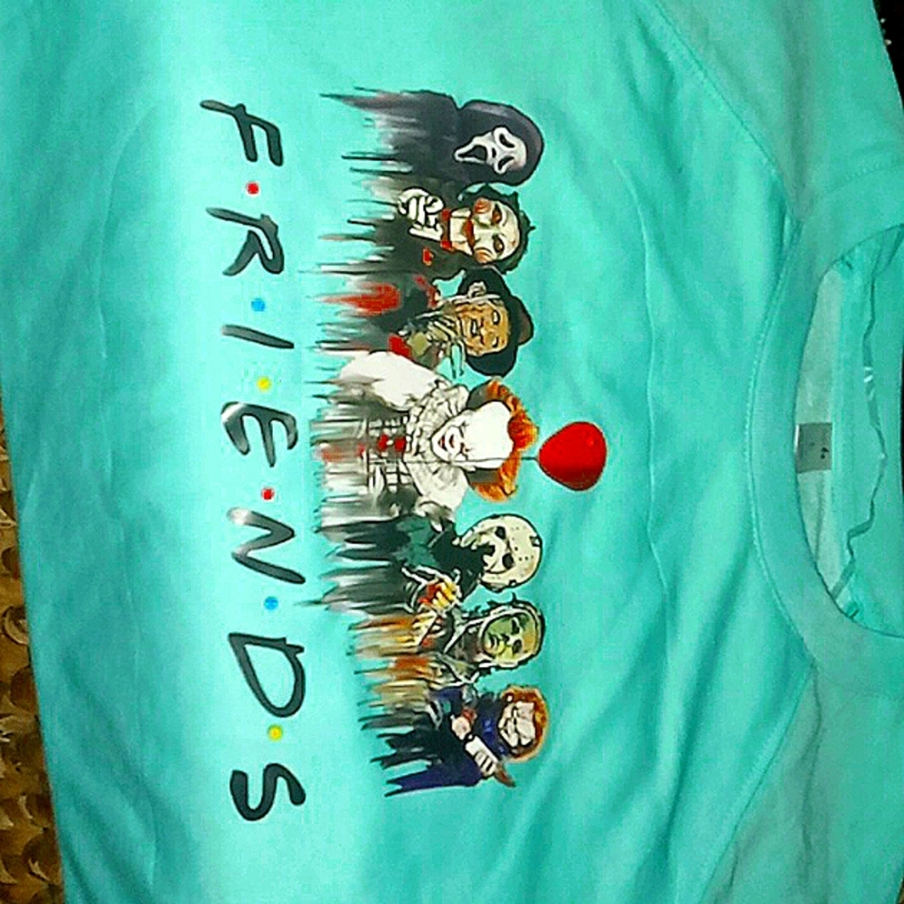New printed friends Halloween top. Love the light blue